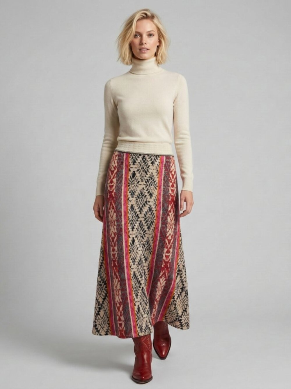 Anthropologie M Knit Ethnic Indie Folk Cottagecore Maxi Skirt